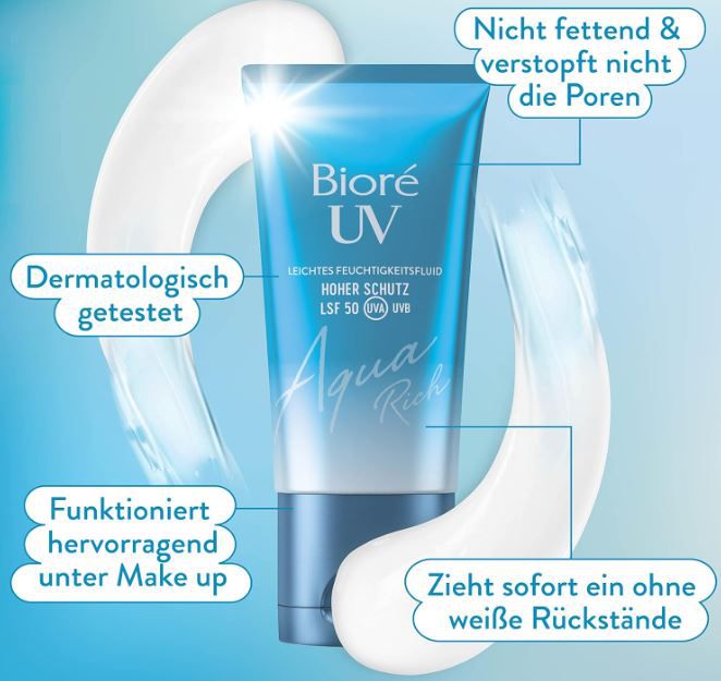 🌞💧 Biore Aqua Rich UV Leichtes Feuchtigkeitsfluid LSF 50 ab 9€ (statt 12€)