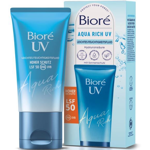 🌞💧 Biore Aqua Rich UV Leichtes Feuchtigkeitsfluid LSF 50 ab 9€ (statt 12€)