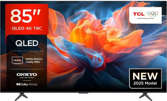 TCL 85T8C 85“ QLED UHD HDR TV mit 144Hz für 1.099€ (statt 1.339€)