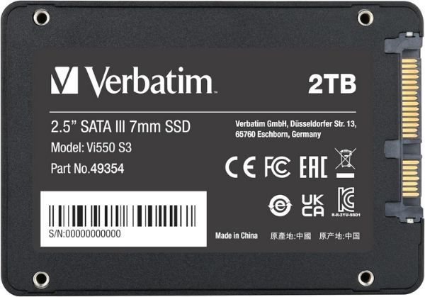 💾 Verbatim Vi550 S3 2,5 SATA 3 SSD mit 2 TB für 89,15€ (statt 102€)