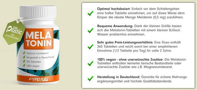 😴 365er Pack Pro Fuel Melatonin Tabletten, 0,5mg ab 5,70€ (statt 12€)