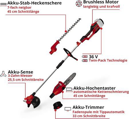 🏡 Einhell GE LM 36/4in1 Akku Multifunktionswerkzeug für 224,99€ (statt 258€)