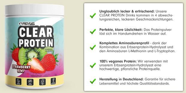 💪🏻 Pro Fuel Clear Protein Strawberry Kiwi, 360g ab 18,71€ (statt 26€)