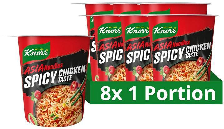 🥢 8er Pack Knorr Asia Noodles Instant Nudeln Spicy Chicken ab 7,60€ (statt 13€)