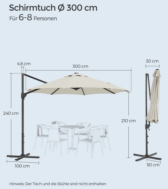 ☀️ SONGMICS Ampelschirm (300cm) mit Kurbel für 69,99€ (statt 120€)