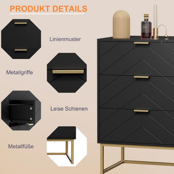 UEV Kommode mit 6 Schubladen, 100x34x73,5cm für 125,99€ (statt 180€)
