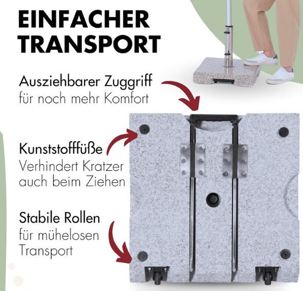 ⛱️ Doppler SL AZ Trolley Granitsockel mit Rollen, 72kg für 118,99€ (statt 160€)