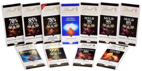 🍫 11er Pack Lindt Schokolade Excellence Tafel Set, 1,1Kg für 21,19€ (statt 25€)