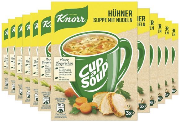 🐔 12 x 3 Portionen Knorr Cup a Soup Hühnersuppe mit Nudeln ab 8,54€ (statt 12€)
