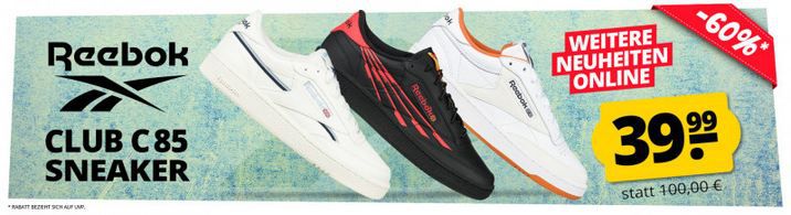 👟 Reebok Club C 85 Vintage Sneaker in 3 Farben ab je 39,99€ (statt 51€)