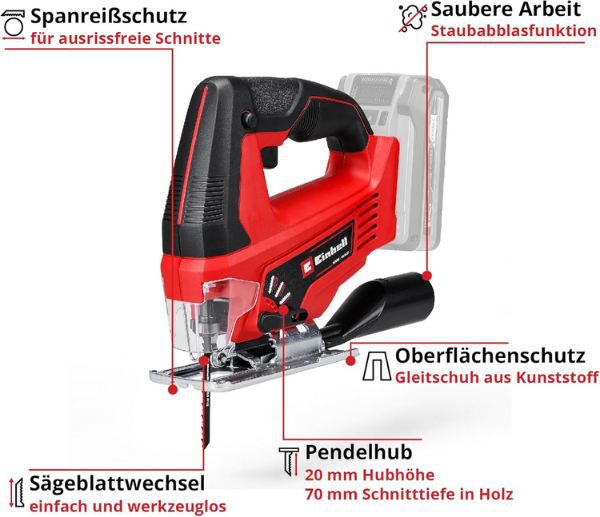🪚 Einhell TC JS 18 Li Akku Stichsäge, 20mm für 35,99€ (statt 41€)