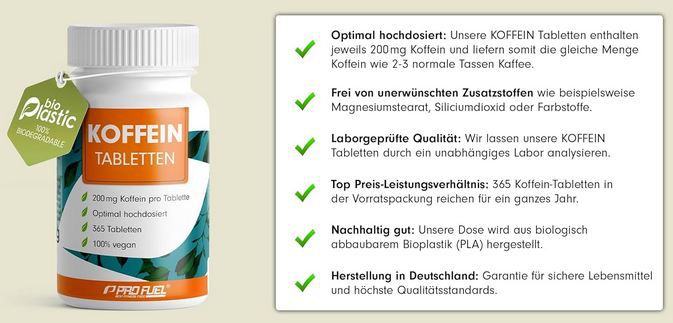 🏃‍♀️ 365er Pack Pro Fuel Koffeintabletten mit 200mg ab 5,70€ (statt 14€)