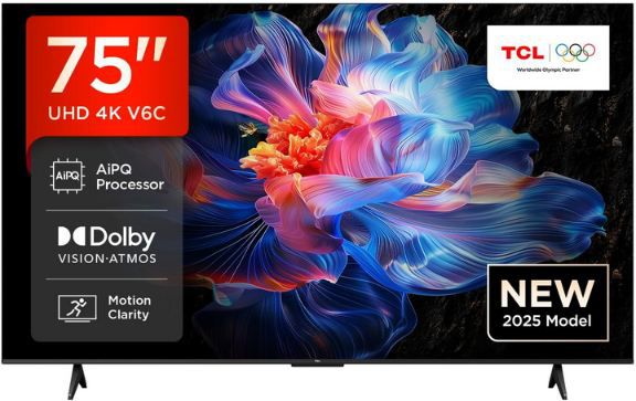 📺 TCL 75V6C 75 4K HDR Smart TV mit Google TV für 599€ (statt 789€)