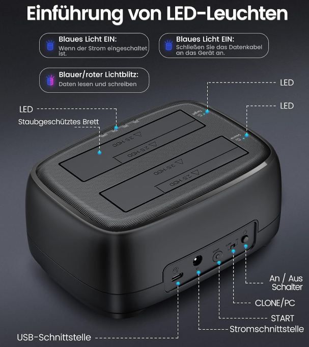 💾 ORICO DD28C3 C Festplatten Docking Station bis 40TB für 25,19€ (statt 42€)