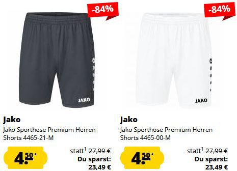 🩳 Jako Premium Shorts in 5 Farben ab je 4,50€ (statt 19€)