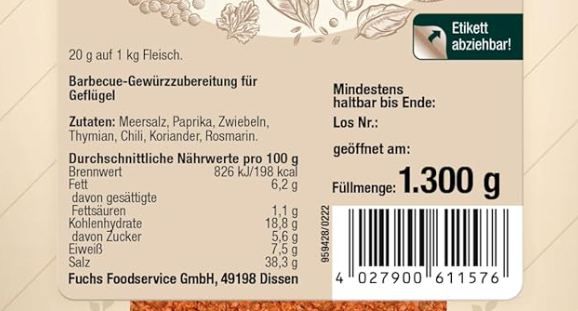 🍗 1,3Kg Fuchs Professional BBQ Chicken Gewürzzubereitung ab 11,69€ (statt 18€)