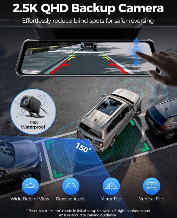 🚗 AZDOME 4K Spiegel Dashcam + 2,5K Rückfahrkamera für 94,99€ (statt 190€)