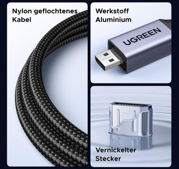UGREEN Micro HDMI auf HDMI 2.1 Adapter bis 8K+4K, 25cm für 8,49€ (statt 10€)