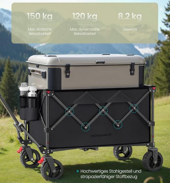 🚸 Songmics Bollerwagen mit 150 L, max. 150kg für 55,99€ (statt 70€)