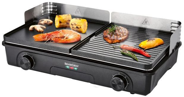 🥩 Silvercrest STG 2200 A1 Tischgrill mit zwei Grillflächen für 45,94€ (statt 65€)