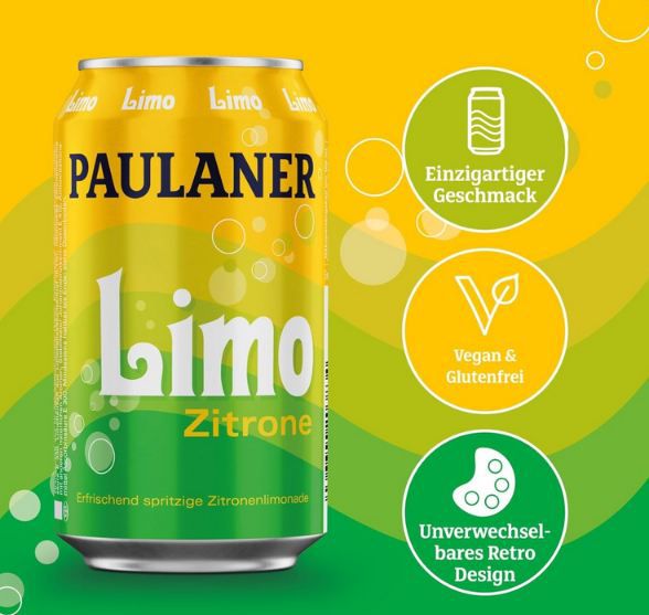 🍋 24er Pack Paulaner Limo Zitrone Erfrischungsgetränk, 0,33L ab 15,29€ (statt 20€)