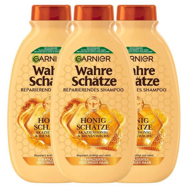 🚿 3er Pack Garnier Wahre Schätze Honig Schätze Shampoo ab 5,24€ (statt 9€)