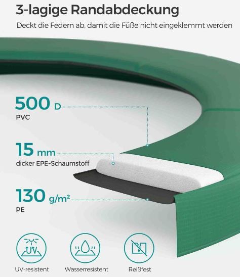 🚸 Songmics Trampolin mit Netz & 305cm Durchmesser für 167,99€ (statt 204€)