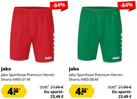 🩳 Jako Premium Shorts in 5 Farben ab je 4,50€ (statt 19€)