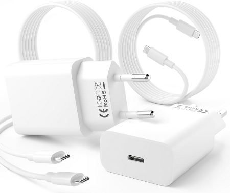 🔌 2x Ombroa 25W USB C Ladegerät Ladekabel inkl. 2x 2m Kabel für 10,49€ (statt 30€)