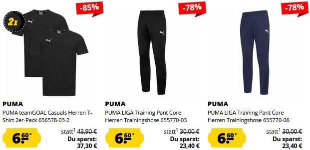 💸 SportSpar: 6 Puma Deals nur jeweils 6,60€ zzgl. Versand   Shirts, Hosen, Rucksack, etc.
