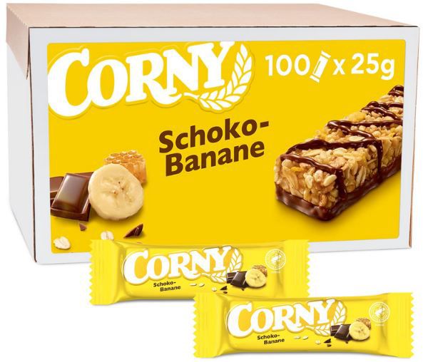🍫 100er Pack Corny Schoko Banane Riegel ab 22,88€ (statt 34€)   Nur 0,23€ pro Riegel!