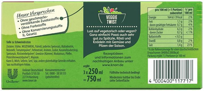 15 x 3er Pack Knorr Soße zu Schweinebraten ab 18€ (statt 24€)
