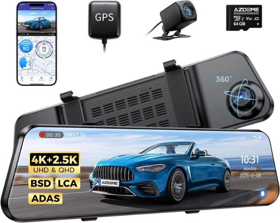 🚗 AZDOME 4K Spiegel Dashcam + 2,5K Rückfahrkamera für 94,99€ (statt 190€)