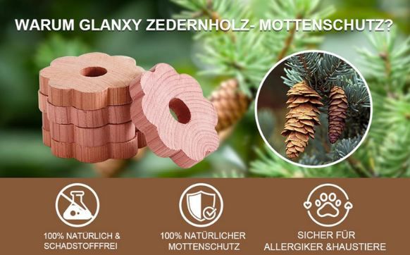 🦋 36er Pack Glanxy Mottenringe aus Zedernholz für 6,99€ (statt 10€)