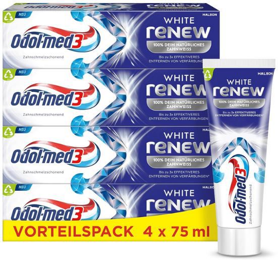 🪥 4er Pack Odol med3 White reNEW Zahnpasta ab 7€ (statt 12€)
