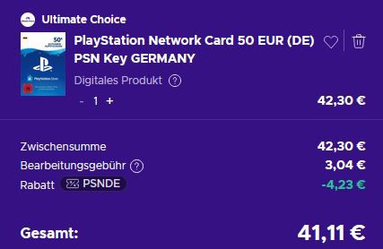 🎮 50€ PlayStation Network (PSN) Guthaben ab 41,11€