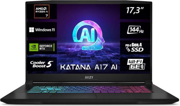 💻 MSI Katana A17 AI Gaming Laptop mit Ryzen 7 8845HS, RTX 4060 für 1.149€ (statt 1.299€)