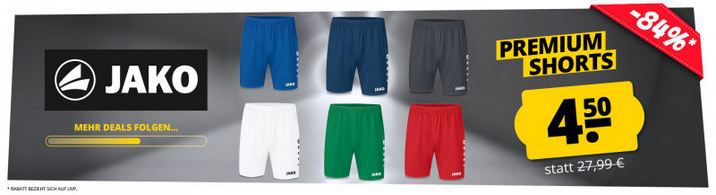 🩳 Jako Premium Shorts in 5 Farben ab je 4,50€ (statt 19€)
