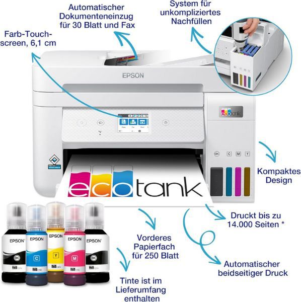 🖨️ Epson EcoTank ET 4856 A4 Multifunktions Tintentankdrucker für 309,70€ (statt 369€)