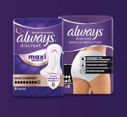 forme: 1 x Always Discreet Maxi o. Maximum Protection Höschen gratis