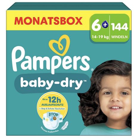 144x Pampers Baby Dry Gr. 6+ (14-19 kg) für 43,82€ (statt 54€)