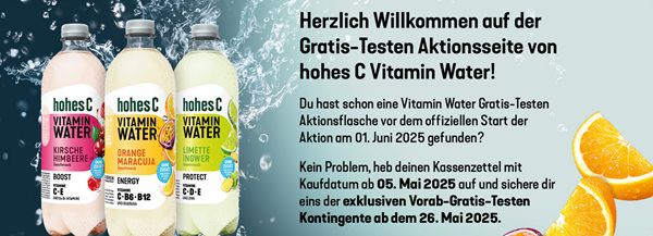 hohes C Vitamin Water kostenlos ausprobieren