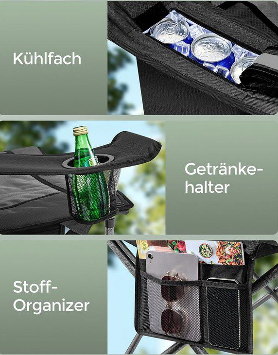 SONGMICS Campingstuhl mit Getränkehalter & Kühlfach für 30,99€ (statt 46€)