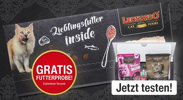 LEONARDO Catfood: Katzenfutterprobe inkl. 5€ Gutschein gratis anfordern