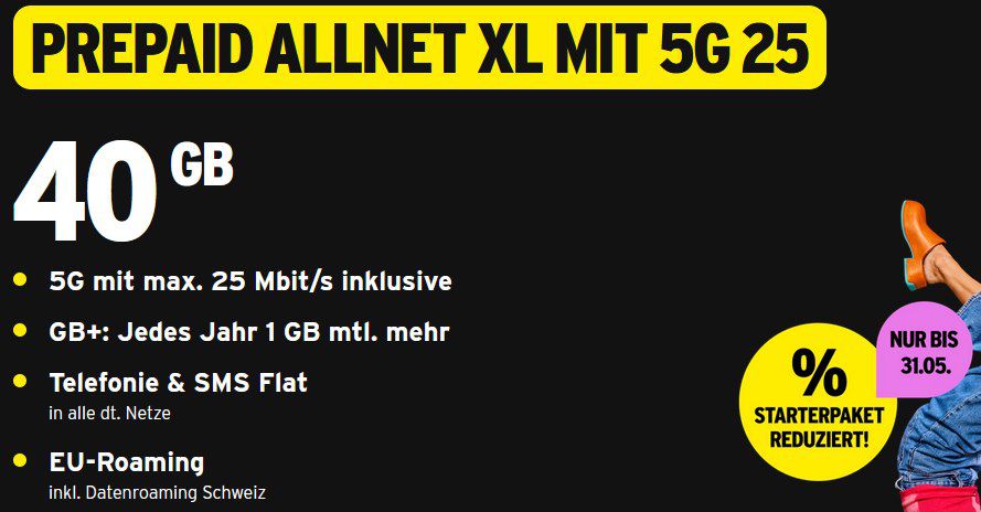 🤯 Congstar Prepaid mit 5G 40GB für 16€ + 16€ Startguthaben + 💰 10€ Bonus