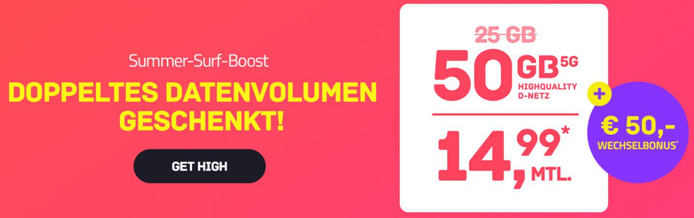 🤯 KRASS 📱 Telekom Tarife von HIGH   z.B. 50GB 5G Allnet Flat NUR 14,99€ mtl + 50€ Bonus