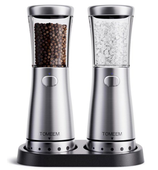 🧂 Tomeen elektr. Salz  & Pfeffermühle Set aus Edelstahl für 17,99€ (statt 30€)
