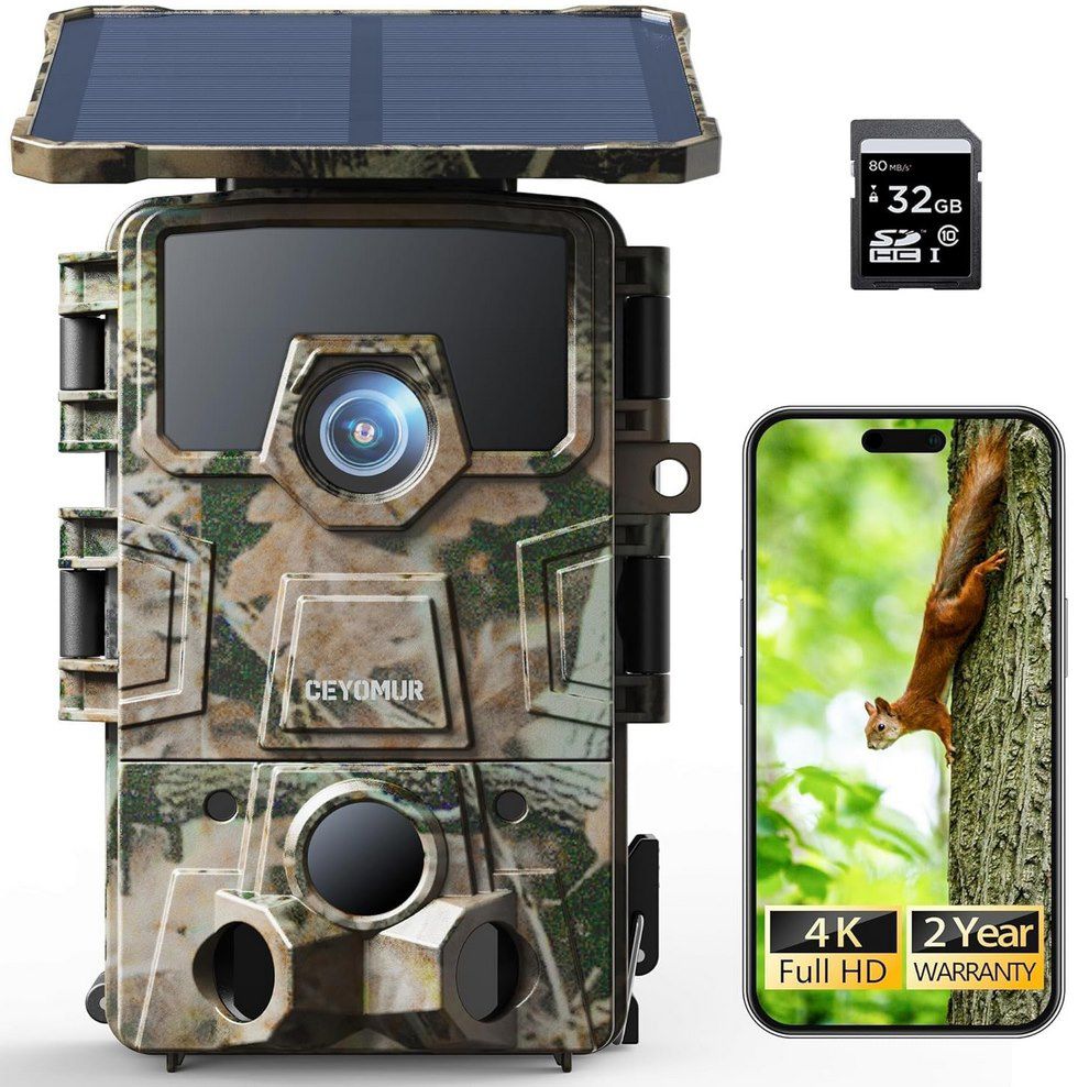 CEYOMUR Solar 4k Wildkamera mit 5200mAh & 32GB für 56,99€ (statt 65€)
