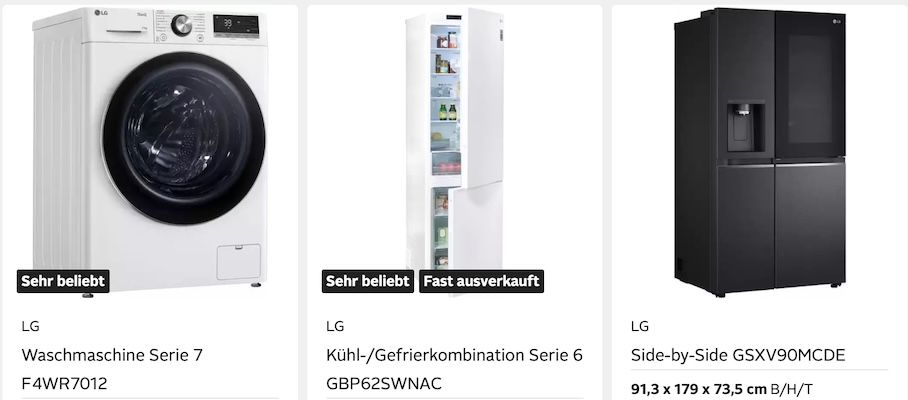 🤑 OTTO: 15% Extra auf LG Haushaltsgeräte z.B. Kühl Gefrierkombination mit 474L für 889€ (statt 1.039€)