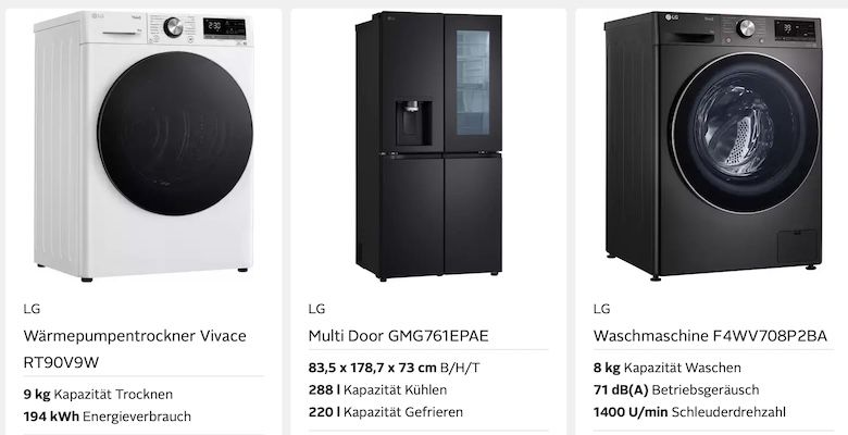 🤑 OTTO: 15% Extra auf LG Haushaltsgeräte z.B. Kühl Gefrierkombination mit 474L für 889€ (statt 1.039€)